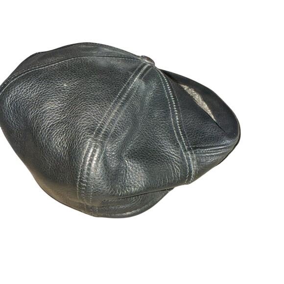 VTG Harley-Davidson Black Leather Newsboy Cabbie Driver Gatsby Hat Size S/M USA - Picture 6 of 11